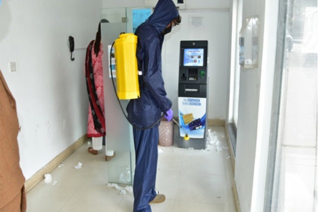 Disinfecting Bank ATM Phase 1 - Closed Localities / Small Spaces – with Hand Pump Spray